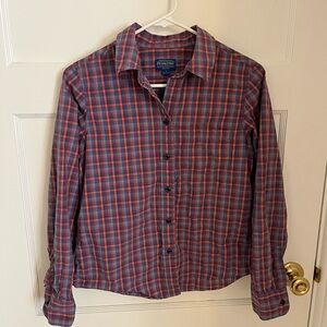 Women’s Plaid Button-Down Shirt - Blue and Red